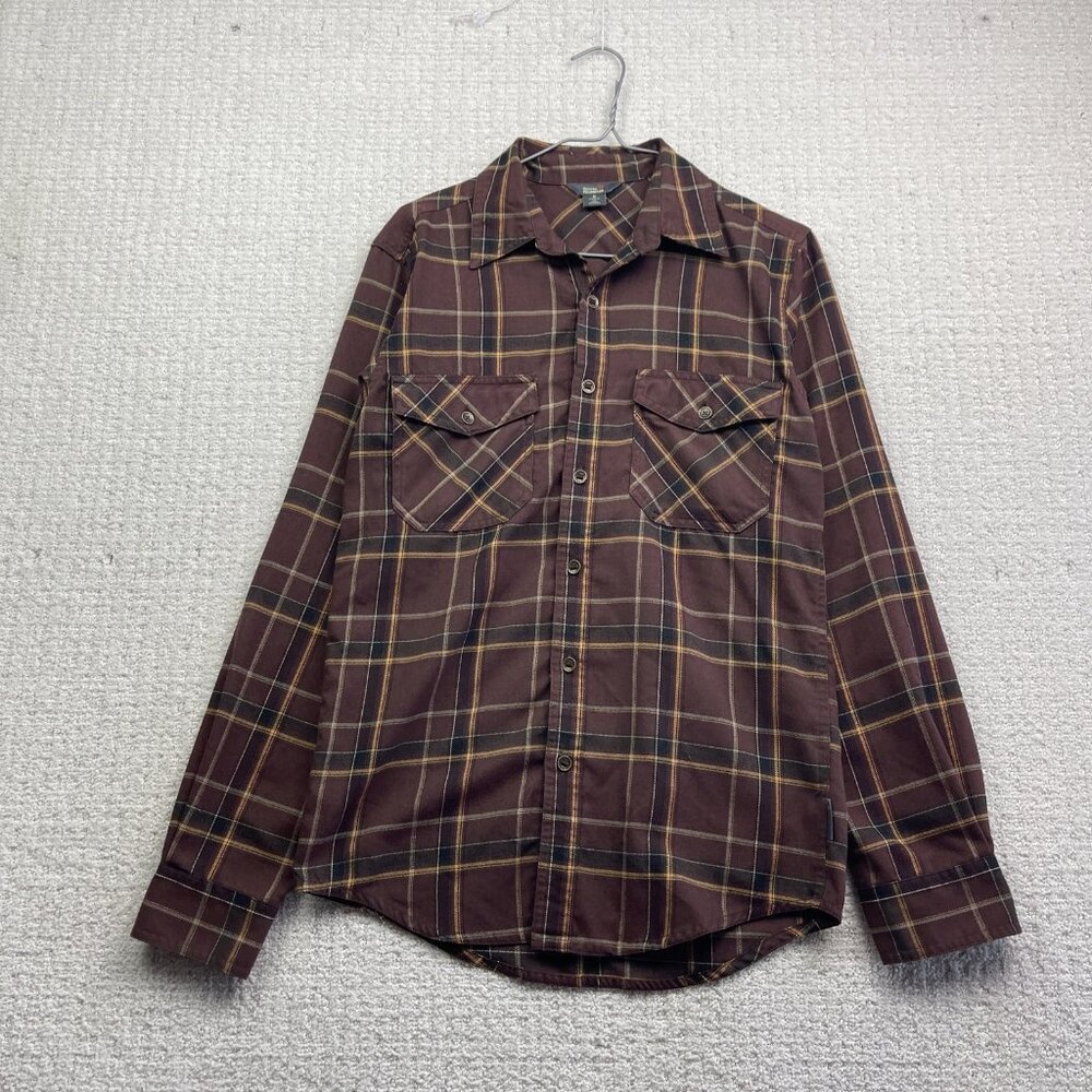 Royal Robbins Shirt Mens S Plaid Long Sleeve Dark Red / Brown Outdoor Western